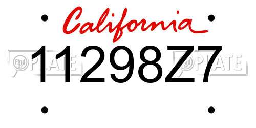 11298Z7 California License Plate