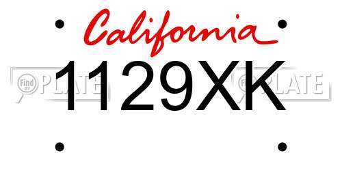 1129XK California License Plate