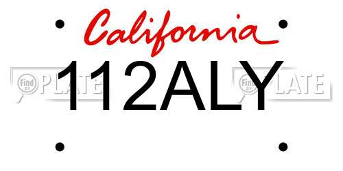 112ALY California License Plate