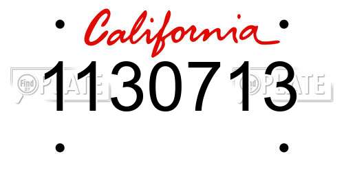 1130713 California License Plate