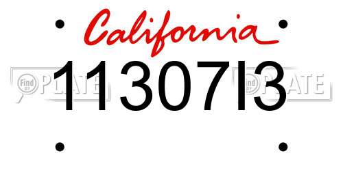 11307I3 California License Plate