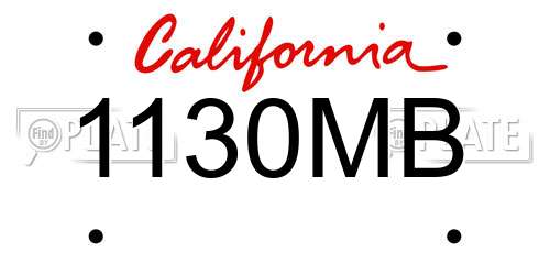 1130MB California License Plate