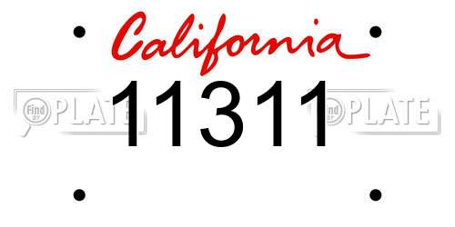 11311 California License Plate