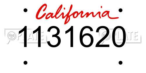 1131620 California License Plate