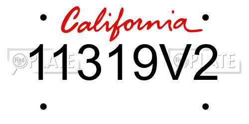 11319V2 California License Plate