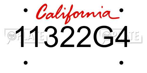 11322G4 California License Plate