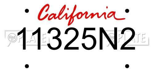 11325N2 California License Plate