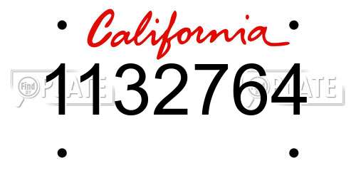 1132764 California License Plate