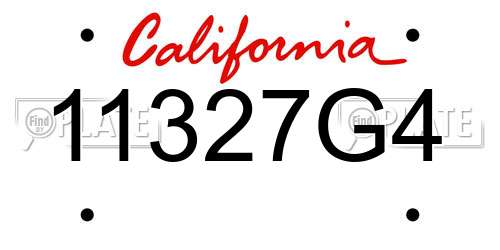 11327G4 California License Plate