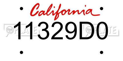11329D0 California License Plate