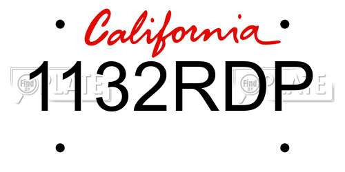 1132RDP California License Plate