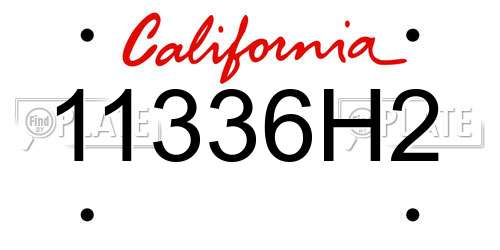 11336H2 California License Plate