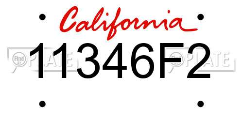 11346F2 California License Plate