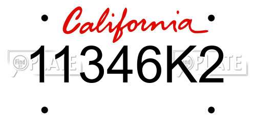 11346K2 California License Plate