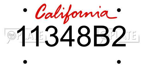 11348B2 California License Plate