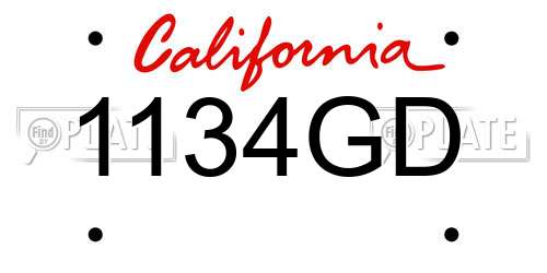 1134GD California License Plate