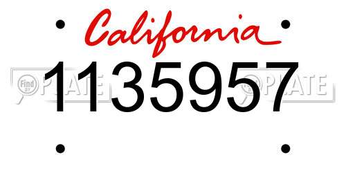 1135957 California License Plate