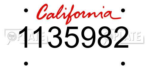 1135982 California License Plate