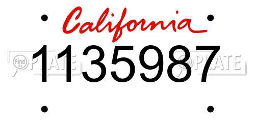 1135987 California License Plate