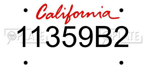 11359B2 California License Plate