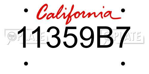 11359B7 California License Plate