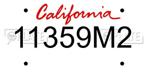 11359M2 California License Plate