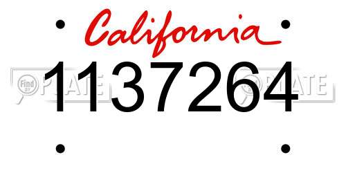 1137264 California License Plate