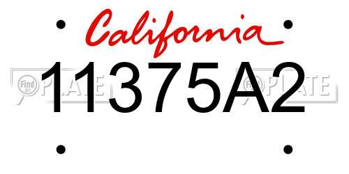 11375A2 California License Plate