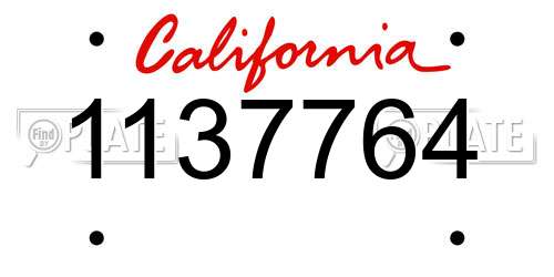 1137764 California License Plate