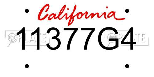11377G4 California License Plate