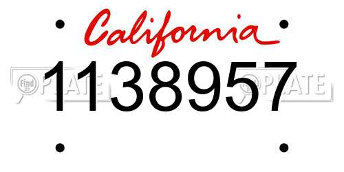 1138957 California License Plate