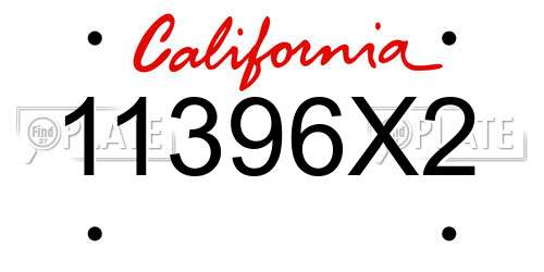 11396X2 California License Plate