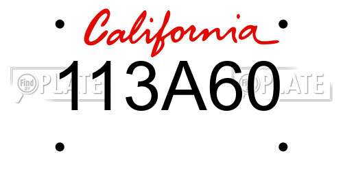 113A60 California License Plate