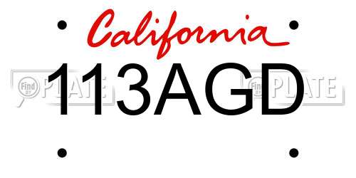 113AGD California License Plate