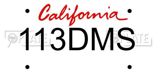 113DMS California License Plate