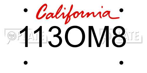 113OM8 California License Plate