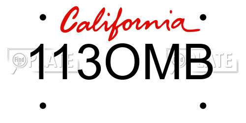 113OMB California License Plate