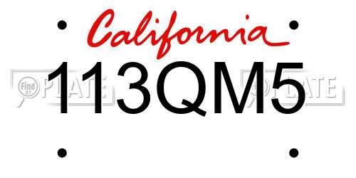 113QM5 California License Plate