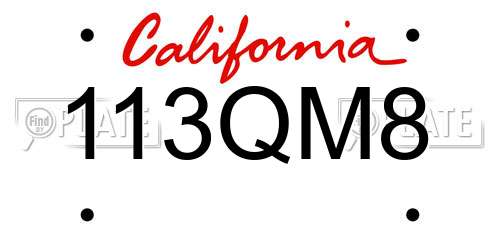 113QM8 California License Plate