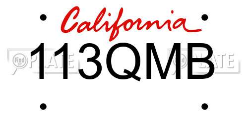 113QMB California License Plate