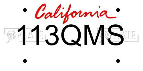 113QMS California License Plate