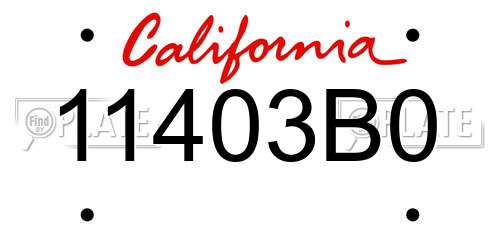 11403B0 California License Plate