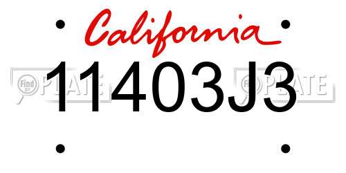 11403J3 California License Plate