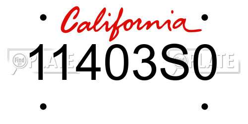 11403S0 California License Plate