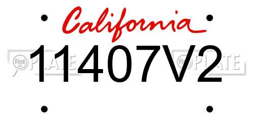 11407V2 California License Plate