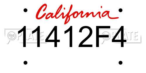 11412F4 California License Plate