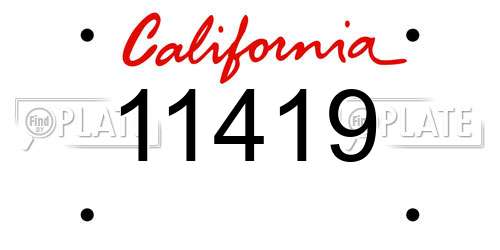 11419 California License Plate