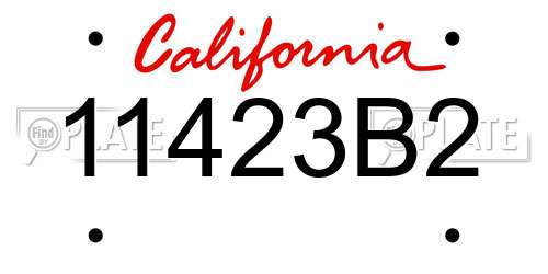 11423B2 California License Plate