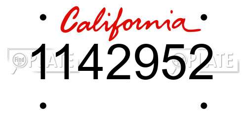 1142952 California License Plate