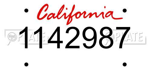 1142987 California License Plate